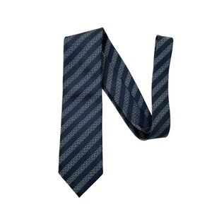 Ermenegildo Zegna Navy Blue Patterned Silk Tie